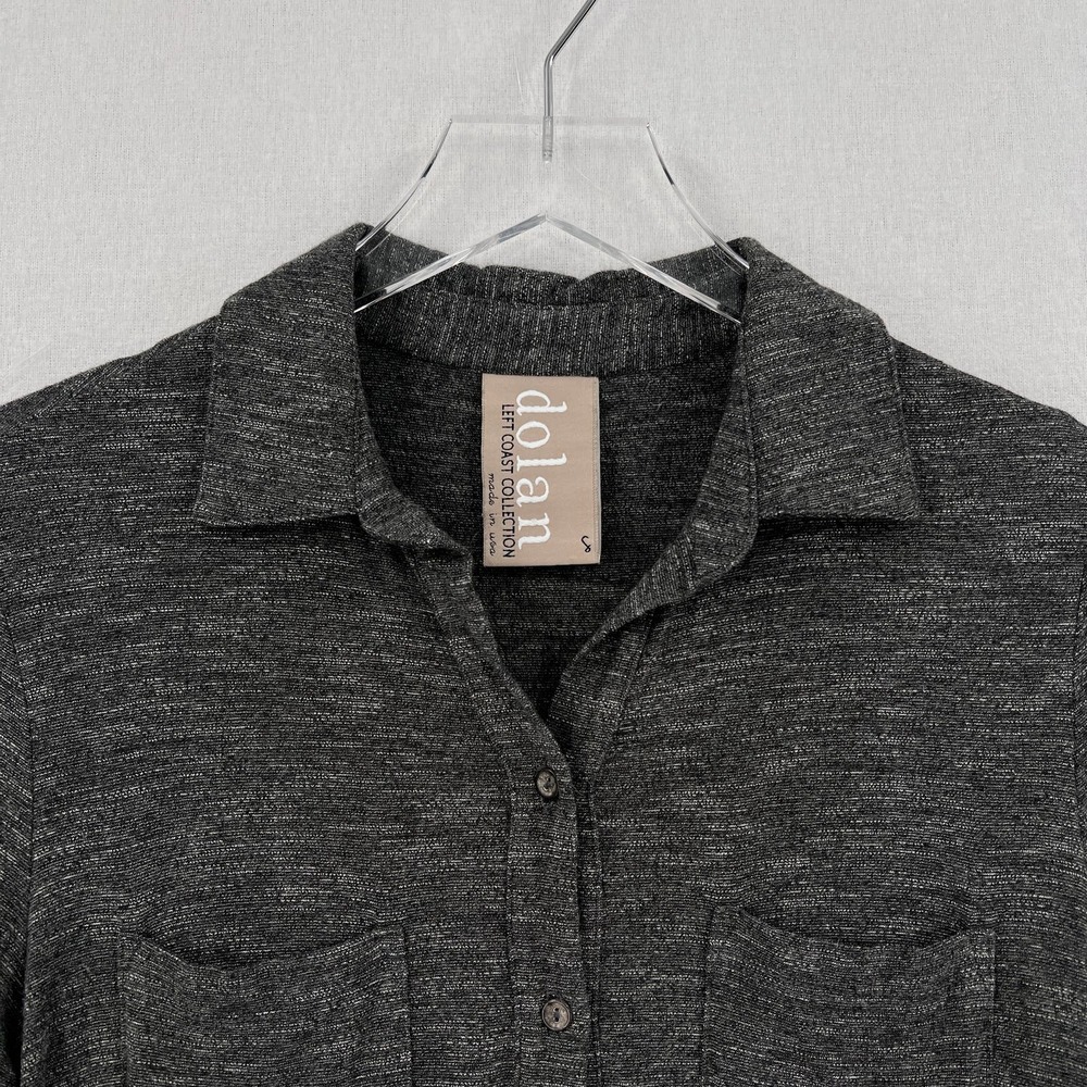 ANTHROPOLOGIE DOLAN Sarana Dress Womens Small Gray Black White Collared Belt - Picture 8 of 14